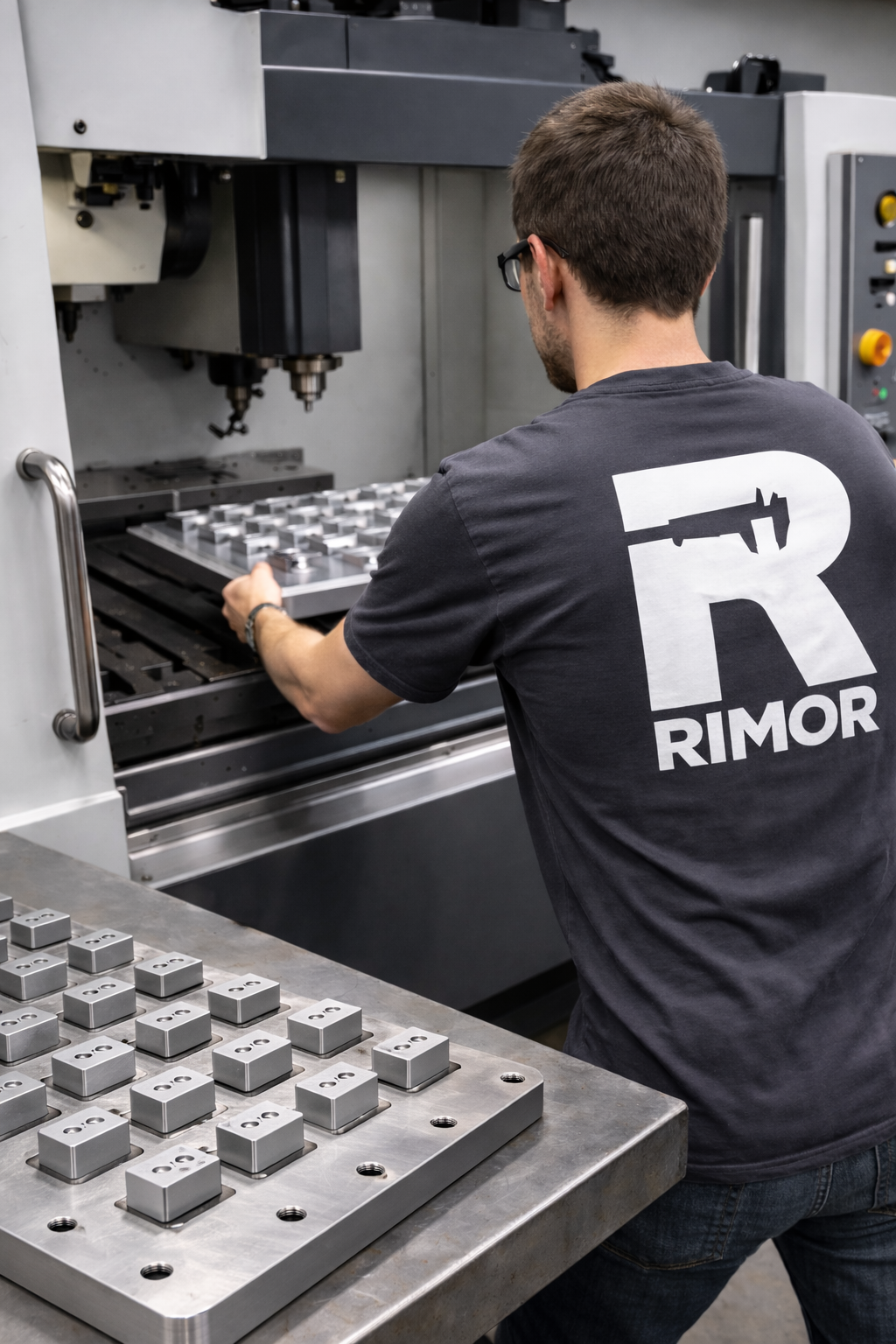 Rimor Machining CNC operator in clean production environment